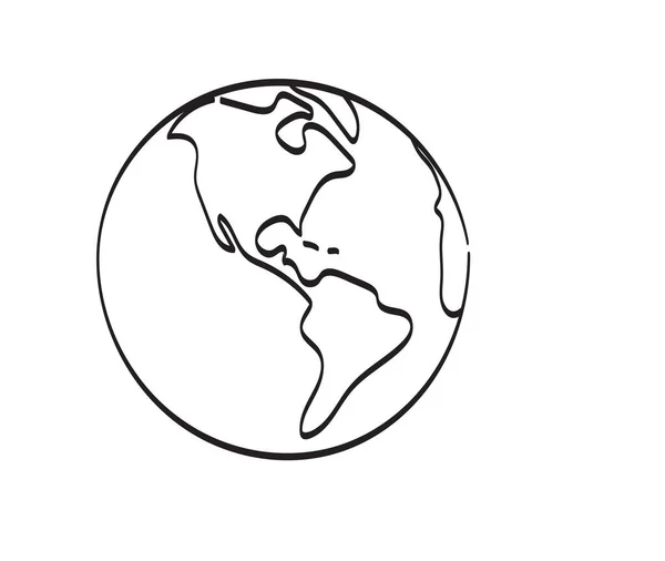 Linha Arte América Planeta Terra Ilustração Vetor Isolado Fundo Branco — Vetor de Stock