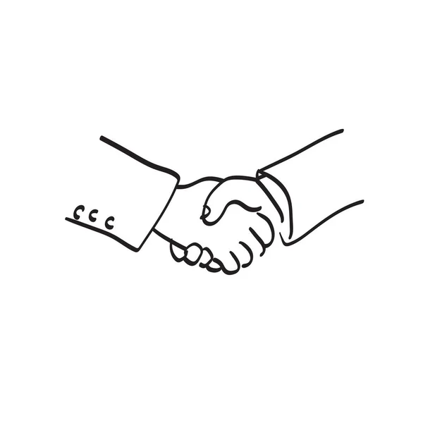 Line Art Closeup Businessman Handshake Illustration Vector Isolated White Background — Stock Vector