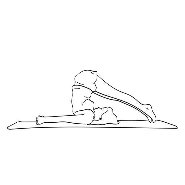 Femme Faisant Yoga Sur Tapis Exercice Illustration Vecteur Isolé Sur — Image vectorielle