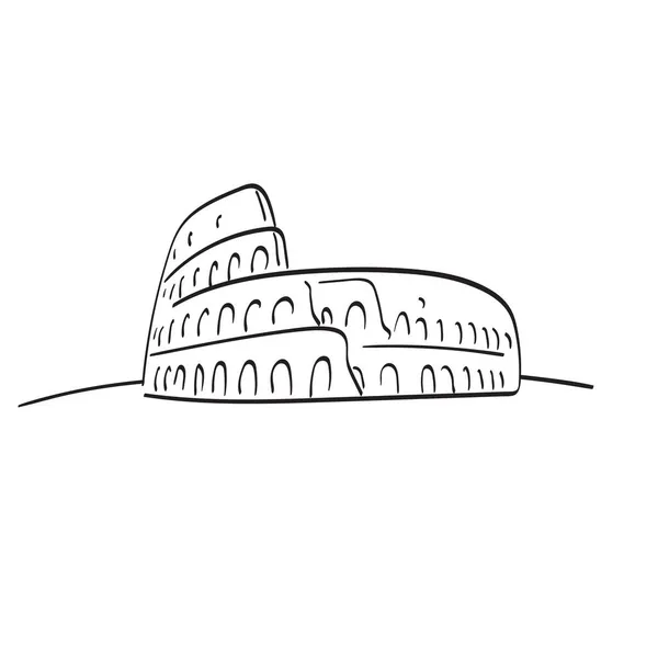 Coliseo Roma Italia Ilustración Vector Aislado Sobre Fondo Blanco Línea — Archivo Imágenes Vectoriales