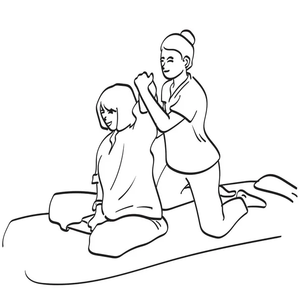 Massagem Tailandesa Spa Para Cura Relaxamento Ilustração Vetor Isolado Arte —  Vetores de Stock
