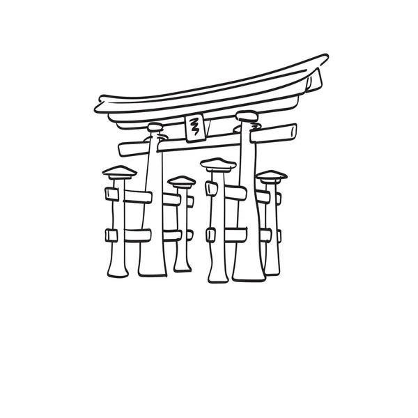 Japanse Torii Poort Als Beroemde Stad Bezienswaardigheid Reizen Toerisme Symbool — Stockvector