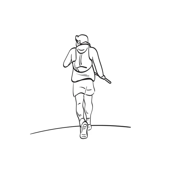 Línea Arte Corredor Masculino Atleta Running Trail Maratón Ilustración Vector — Vector de stock