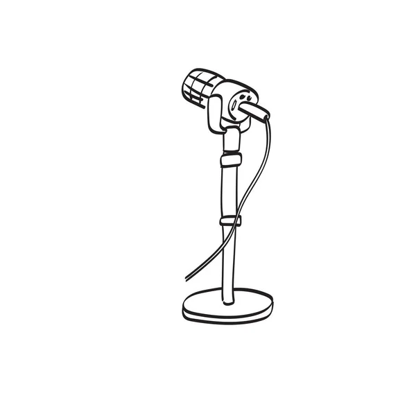 Professional Condenser Microphone Podcasting Illustration Vector Hand Drawn Isolated White —  Vetores de Stock