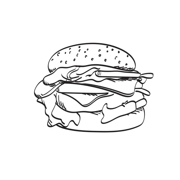 Векторный Рисунок Гамбургера Белом Фоне — стоковый вектор