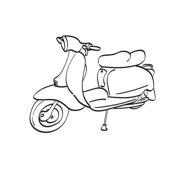 Винтажный Вектор Мотоцикла Vespa Нарисованный Вручную Белом Фоне — стоковый вектор