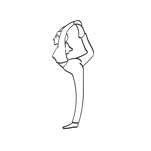 Donna Che Yoga Illustrazione Vettoriale Mano Disegnato Isolato Sfondo Bianco — Vettoriale Stock