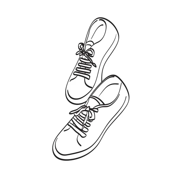 Canvas Shoes Illustration Vector Hand Drawn Isolated White Background Line — Vettoriale Stock