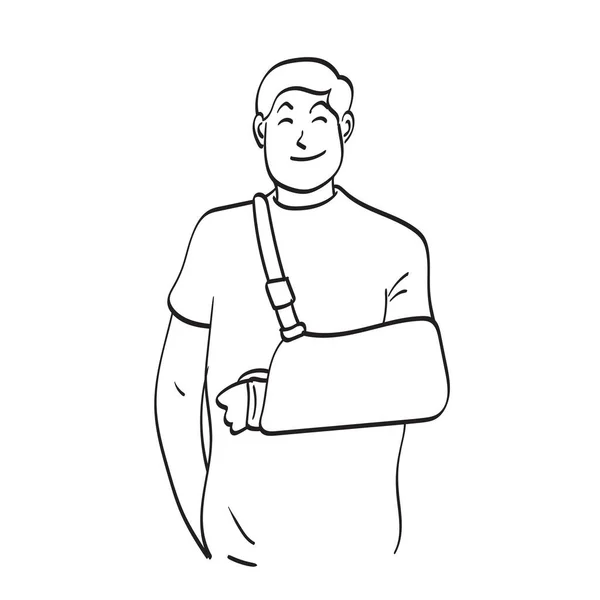Uomo Con Braccio Rotto Che Indossa Braccio Stecca Illustrazione Vettoriale — Vettoriale Stock