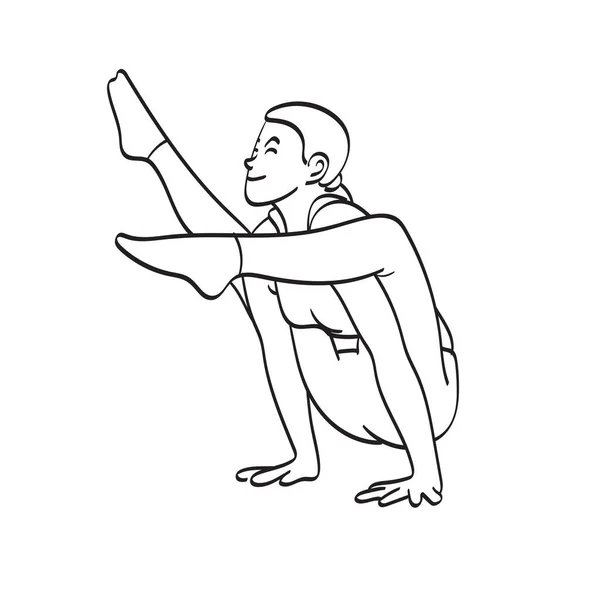 Femme Dans Yoga Pilates Pose Illustration Vecteur Main Dessiné Isolé — Image vectorielle
