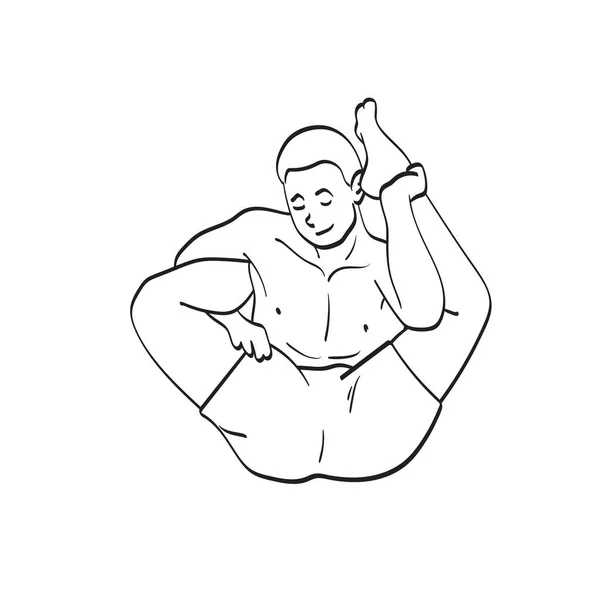 Homme Pleine Longueur Faisant Yoga Avec Illustration Geste Difficile Vecteur — Image vectorielle