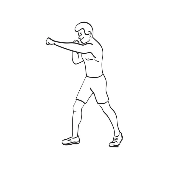 Полная Длина Человека Пробивающего Перчатки Иллюстрация Векторная Рука Нарисованная Изолированно — стоковый вектор