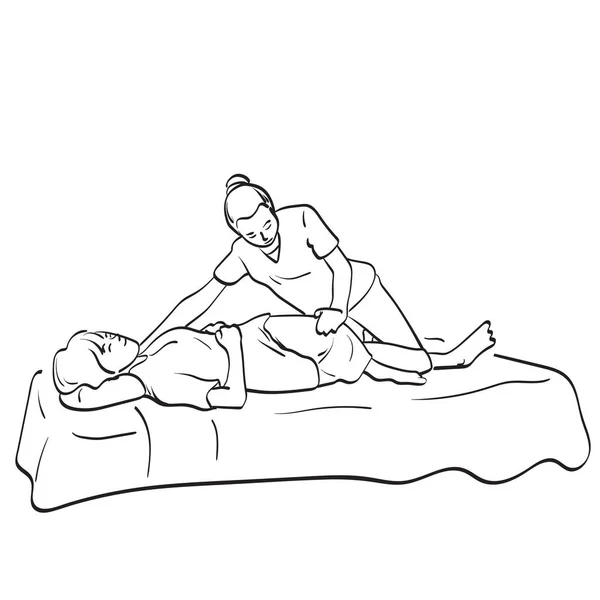 Thai Massaggio Spa Guarigione Relax Illustrazione Vettore Disegnato Mano Isolato — Vettoriale Stock