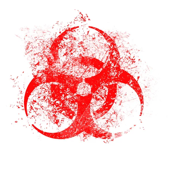 Red Biohazard Stamp Grunge Vector Illustration Isolated White Background — Stock Vector