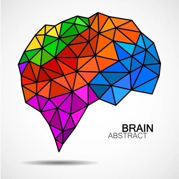 Abstrato colorido cérebro humano de polígonos. Vetor — Vetor de Stock