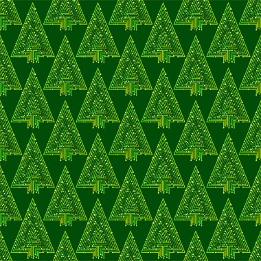 Devre kartından yapılmış Noel ağacı teknolojisiyle vektör kusursuz desen