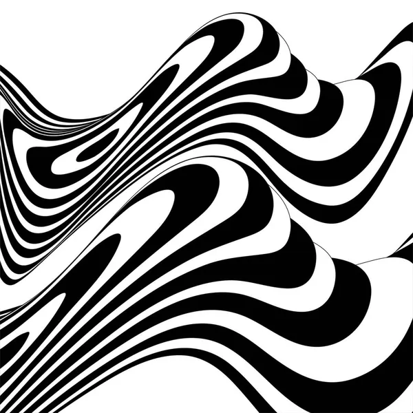Black White Wavy Line Pattern Background Striped Repeating Texture Vector — Stock Vector