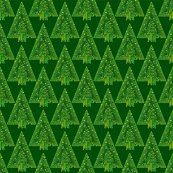 Patrón Sin Costura Vectorial Con Tecnología Árbol Navidad Hecho Placa — Vector de stock