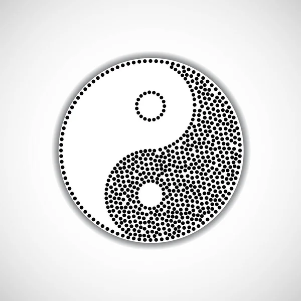 Noktalar, uyum ve dengenin soyut sembolü Yin Yang. Siyah ve beyaz. Vektör illüstrasyonu