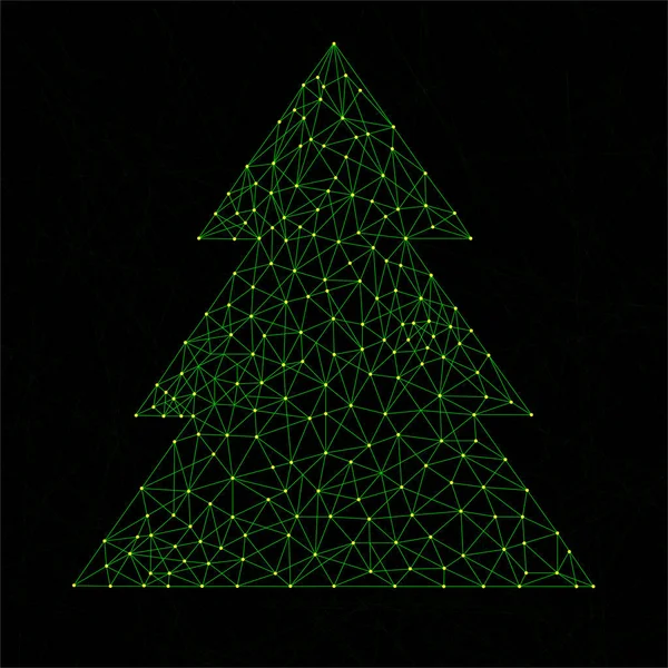 Árbol de Navidad abstracto con líneas y puntos, ilustración vectorial — Vector de stock