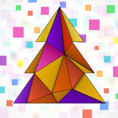 Renkli üçgenleri olan soyut noel ağacı. Vektör