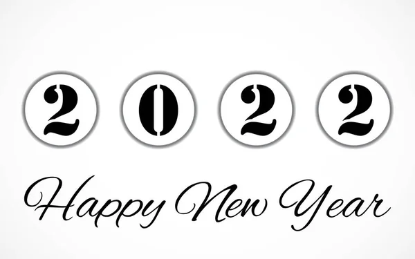 Feliz Ano Novo 2022 design de texto. 2022 Feliz Ano Novo logotipo. Modelo de design de número de vetor. Isolado sobre fundo branco — Vetor de Stock