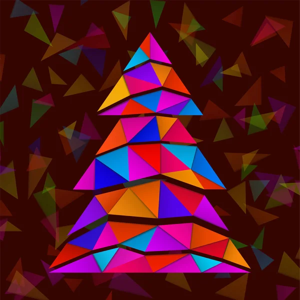 Árbol de Navidad abstracto con triángulos coloridos. Vector — Vector de stock