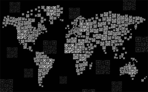 Code Mapa Mundial Controlo Pandémico Vacinação Identidade Global Ilustração Vetorial — Vetor de Stock