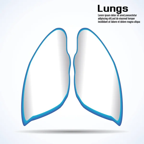 白い背景に隔離された人間の肺。医療の概念、ロゴ、シンボル、アイコン、ベクトルイラスト — ストックベクタ