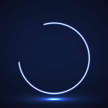 Soyut parlak neon çerçeve. Karanlık arka planda parlak bir çizgi. Vektör illüstrasyonu