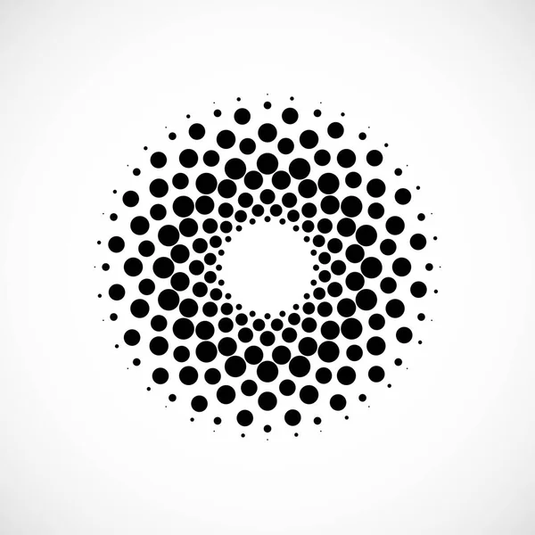 Círculos de puntos de medio tono. Puntos en forma circular. Logotipo del vector — Archivo Imágenes Vectoriales