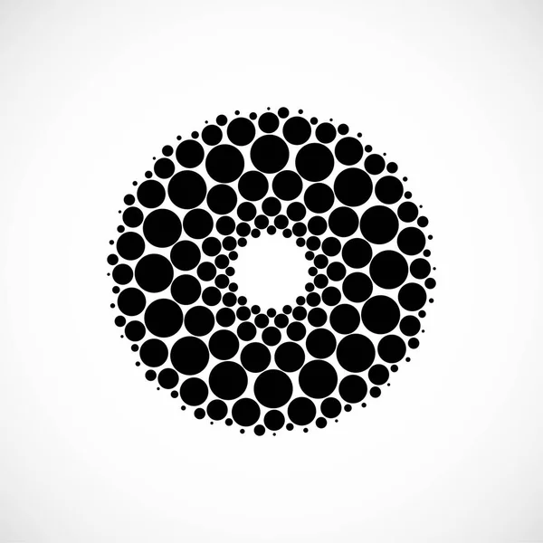 Halftone dotted circles. Dots in circular form. Vector logo — Stock Vector