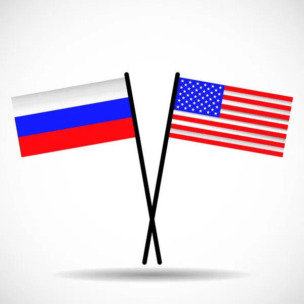 Banderas de Estados Unidos y Rusia aisladas sobre fondo blanco. Ilustración vectorial — Vector de stock