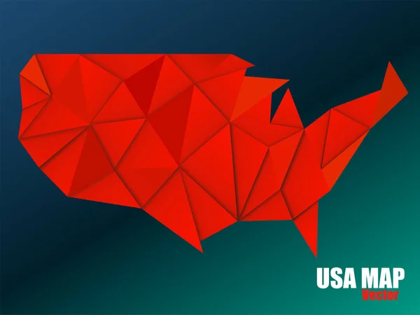 USA map in Low Poly style of red geometric polygonals, geometric design. Vector illustration — Stock Vector