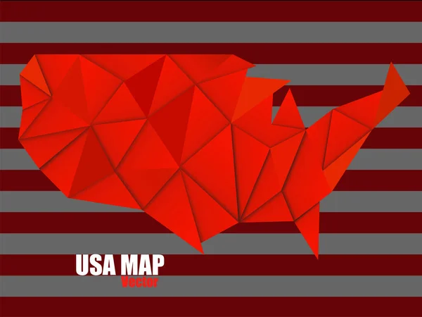 Carte des États-Unis dans le style Low Poly de polygonaux géométriques rouges, conception géométrique. Illustration vectorielle — Image vectorielle