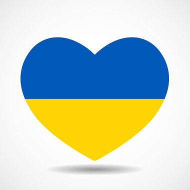 Ukrayna Ulusal Bayrağı kalp şeklinde. Vektör illüstrasyonu