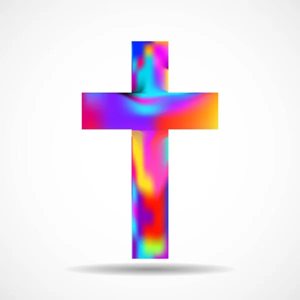 Cruzamento Colorido Com Malha Gradiente Símbolo Cristão Ilustração Vetorial —  Vetores de Stock