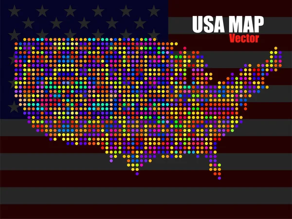 Carte Abstraite Des États Unis Sur Fond Drapeau National Points — Image vectorielle