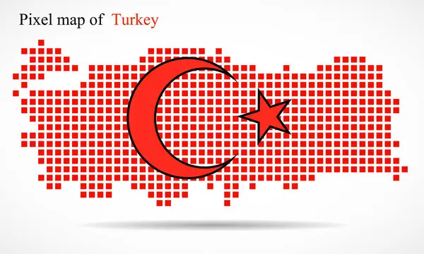 Pixel Kort Tyrkiet Med Flaget Indeni Vektor – Stock-vektor