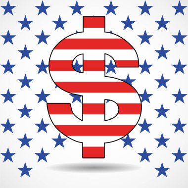 Dollar sign in style American flag. Vector illustration