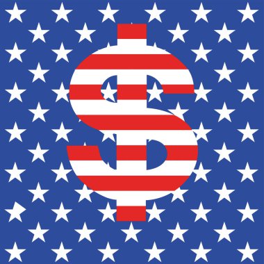 Dollar sign in style American flag. Vector illustration