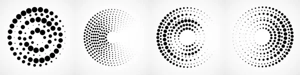 円の形で半分の点線の背景のベクトル集合 白い背景に孤立した円の点 — ストックベクタ