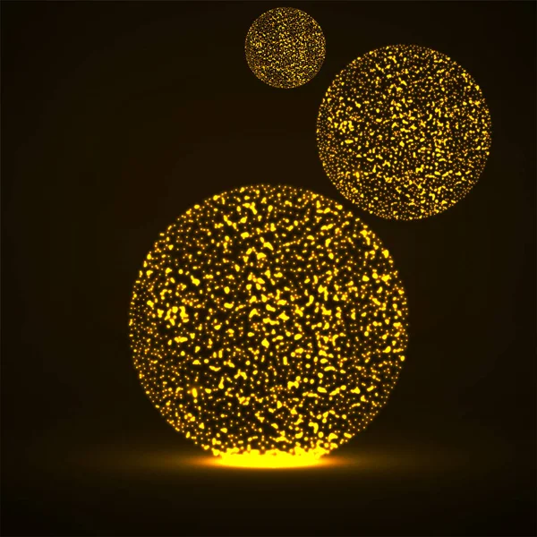 Abstrakte Kugeln Mit Glühenden Teilchen Kreise Chaotischer Punkte Abstrakte Neon — Stockvektor