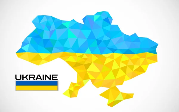 Карта України Геометричному Полігональному Стилі Білому Тлі Національний Прапор Приклад — стоковий вектор