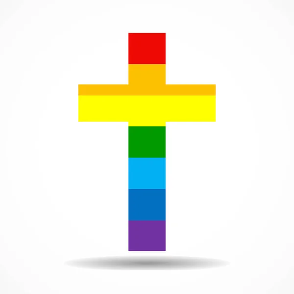 Cross Rainbow Flag Symbol Lgbt Vector Illustration — Stock Vector
