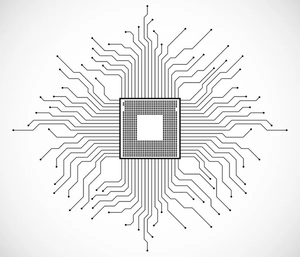 Cpu Mikroişlemci Mikroçip Devre Kartı Vektör Çizim — Stok Vektör