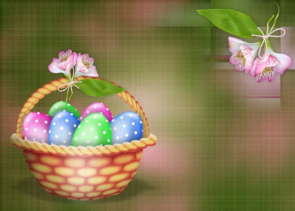 Yumurtalı Paskalya sepeti — Stok fotoğraf