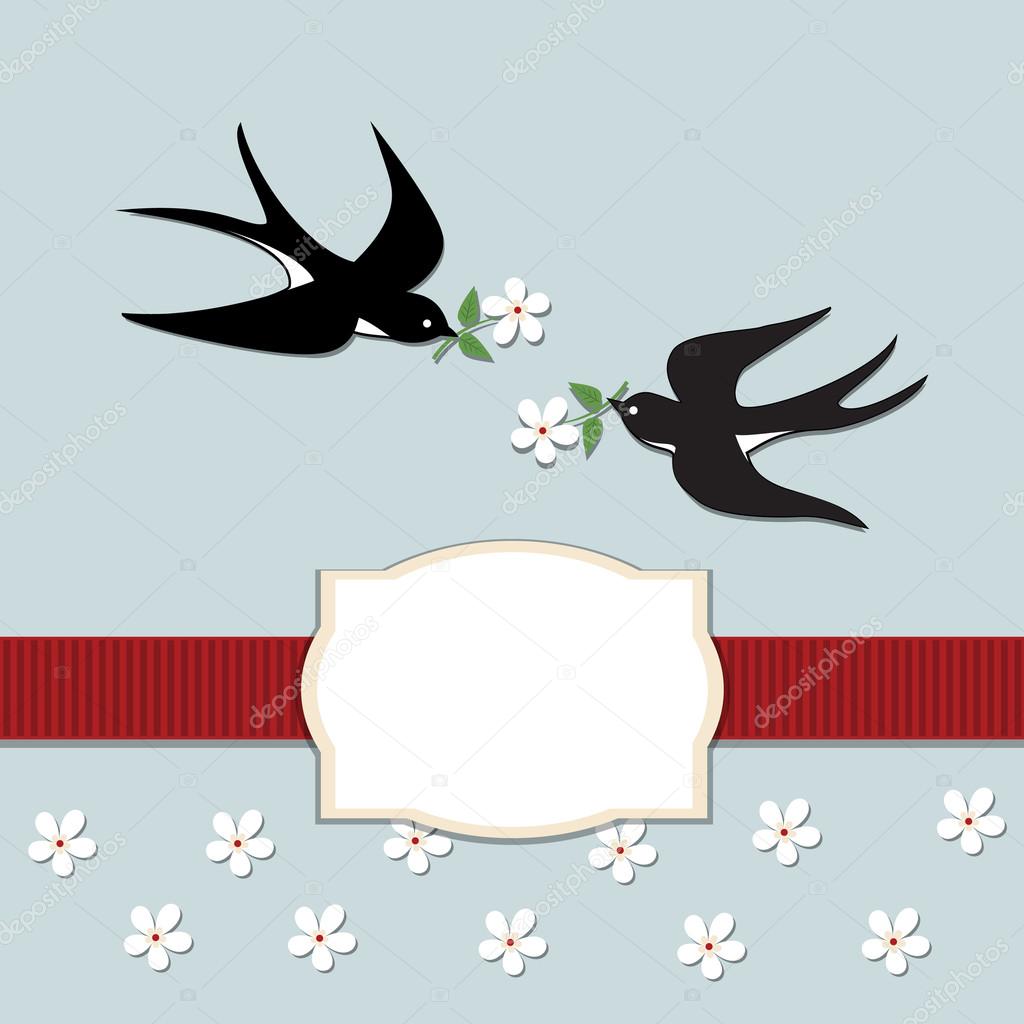 Swallows and flowers.