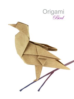 Brown paper origami bird clipart