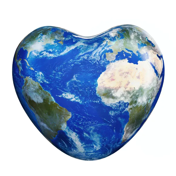 Earth America-Africa heart — Stock Photo, Image